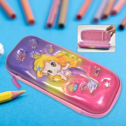 3D Zipper Compass Box, Pencil Box (1 Pc)