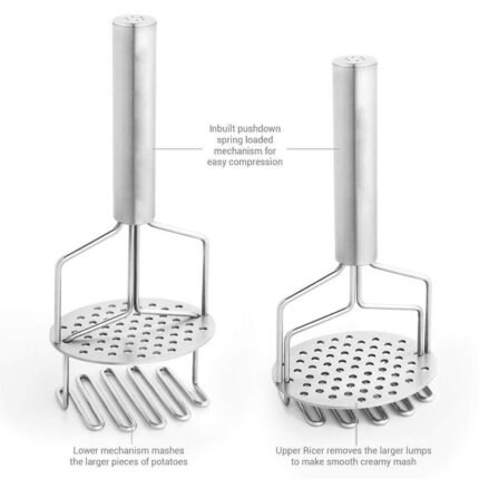 Stainless Steel Hand Masher with Soft Grip Effortless Mashing for Potatoes, Vegetables, and More Durable, Easy-to-Use Design, Pack of 1